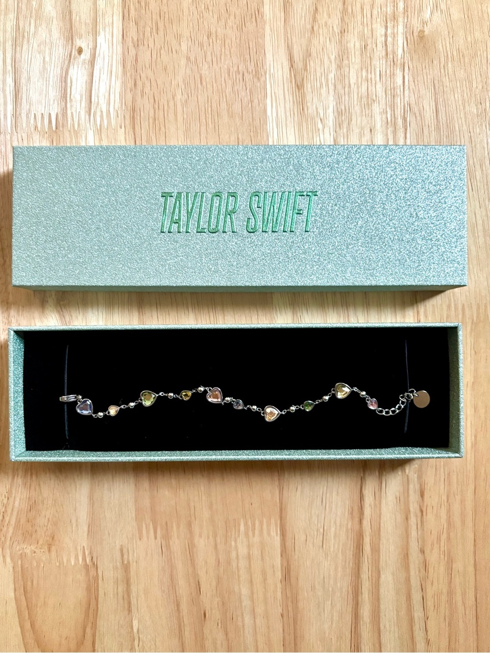 Taylor Swift Pastel Heart Link Bracelet - Silver Chain